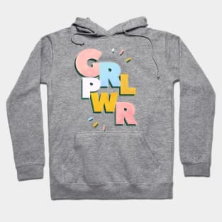 GRL PWR typography on green Hoodie